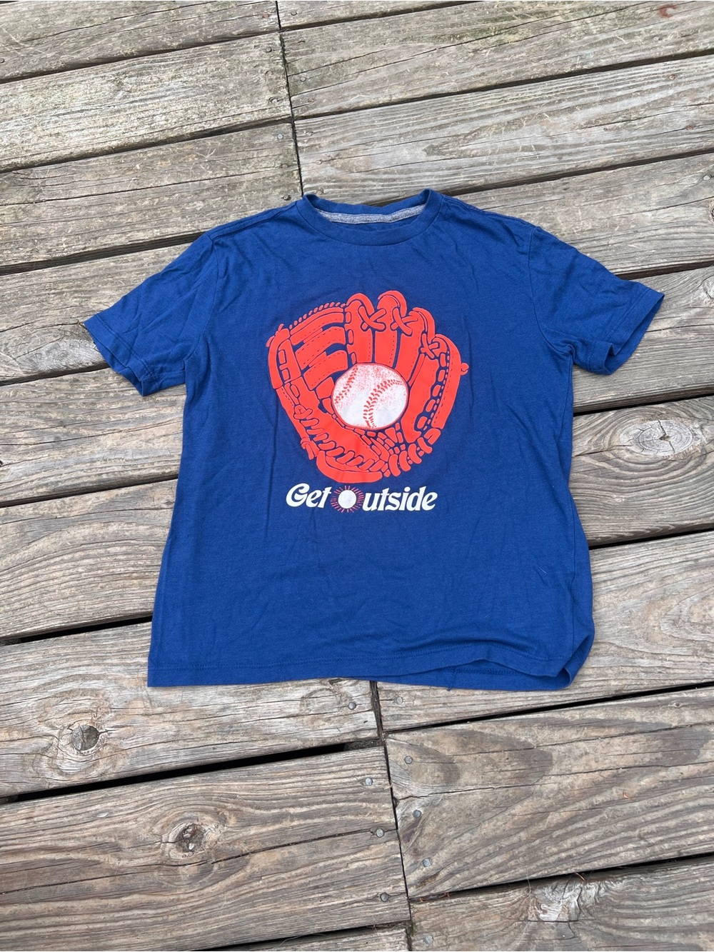 OLD NAVY Get Outside Blue Kids' Baseball Graphic Tee size large